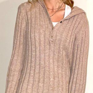 Hooded Tan Sweater - Women's M/L